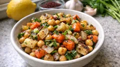 Nohutlu fırınlanmış kereviz salatası: limonlu-sumaklı sosla hafif ve doyurucu