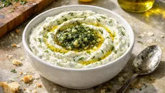 Pastane usulü orijinal haydari: süzme yoğurt, beyaz peynir ve naneli tereyağıyla