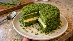 Gıda boyasız yemyeşil ıspanaklı pasta: yumuşacık kek ve pastacı kremasıyla