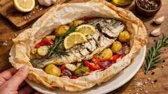 Fırında kağıtta çipura: Sebzeleriyle pakette pişen, kokusu az sulu balık tarifi