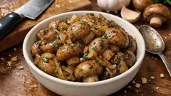 Lokanta usulü bütün mantar kavurması: suyunu salmadan, tam kıvamında