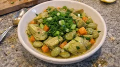 Tek tencerede iç baklalı enginar: limonlu, hafif Ege usulü zeytinyağlı