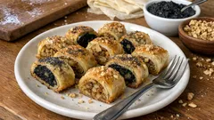 15–20 dakikada fırından çıkan cevizli haşhaşlı çıtır börek (tek lokmalık çay saati tarifi)