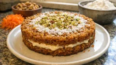 Tart kalıbında havuçlu kek: ortası vanilyalı kremalı, yumuşacık ve çok şık