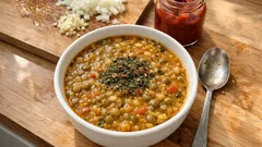 Kalın bulgurla kıvam alan yeşil mercimek çorbası: az malzemeyle doyurucu