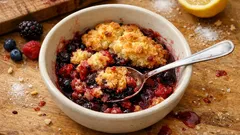 Orman meyveli cobbler: dondurulmuş meyveyle kolay, üstü çıtır fırın tatlısı