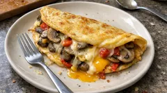 Mantarlı Kaşarlı Omlet: Akışkan dokulu, 10 dakikada sıcak kahvaltı