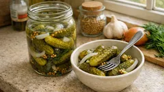 Alman tipi salatalık turşusu: hardal tohumlu, tatlı-ekşi dengesiyle çıtır kornişonlar