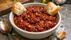 10 dakikada ekmeğe banmalık: cevizli, sarımsaklı salça kavurması