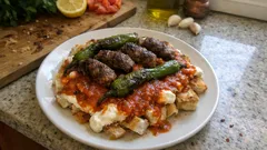 Evde köfteli İskender kebabı: yoğurt, domates sosu ve pideyle tam kıvamında