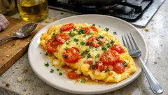 Tavada domatesli omlet: kapağı kapatınca tam kıvamında, yumuşacık oluyor