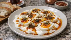 Kahvaltıya yoğurtlu yumurta: haşlanmış yumurta ve baharatlı tereyağı sosuyla
