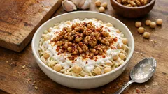 Yoğurtlu Erişteli Nohut Salatası: Üzerine Cevizli Tereyağıyla Doyurucu ve Ferah