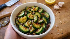 Nar ekşili sarımsaklı salatalık mezesi: suyunu saldırınca sosu sulanmıyor