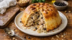 Misafir sofralarına perde pilavı: tavuklu iç pilavı hamurla sarıp fırında kızartın