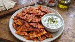 Fırında lavaş cipsi: salçalı baharatlı sosla 10 dakikada çıtır atıştırmalık