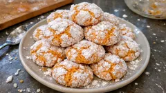 Portakallı Çatlak Kurabiye: pudra şekerinde kar gibi, fırında çatlak çatlak