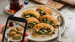 Hazır yufkayla çıtır ıspanaklı rulo börek: içi bol, dışı altın gibi