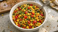 Köz biberli mısır salatası: 10 dakikada renkli ve ferah bir lezzet