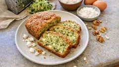 Glutensiz kabaklı tuzlu kek: beyaz peynir ve cevizle baton kalıpta tam kıvamında