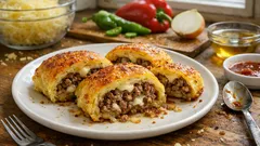 Fırında Kıymalı Rulo Patates: Dağılmayan patates tabanı ve bol kaşarlı tarif