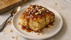 Tek karışımdan soslu elmalı kek: üstüne dökünce pastamsı ve yumuşacık oluyor