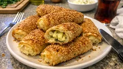 Pekmezli-susamlı Patatesli Simit Böreği: dışı çıtır, içi yumuşacık