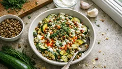 Mercimekli kabak salatası: sarımsaklı yoğurtla hafif ve doyuran meze