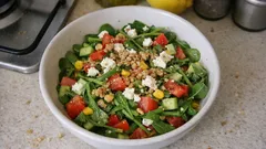 Mısırlı ve cevizli semizotu salatası: limonlu zeytinyağlı ferahlık