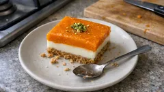 Fırınsız bal kabaklı muhallebili pasta: kek tabanlı, kat kat hafif bir tatlı