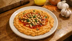 Kırmızı Mercimekten Sultan Mezesi: çam fıstıklı sosuyla sofraya çok yakışıyor